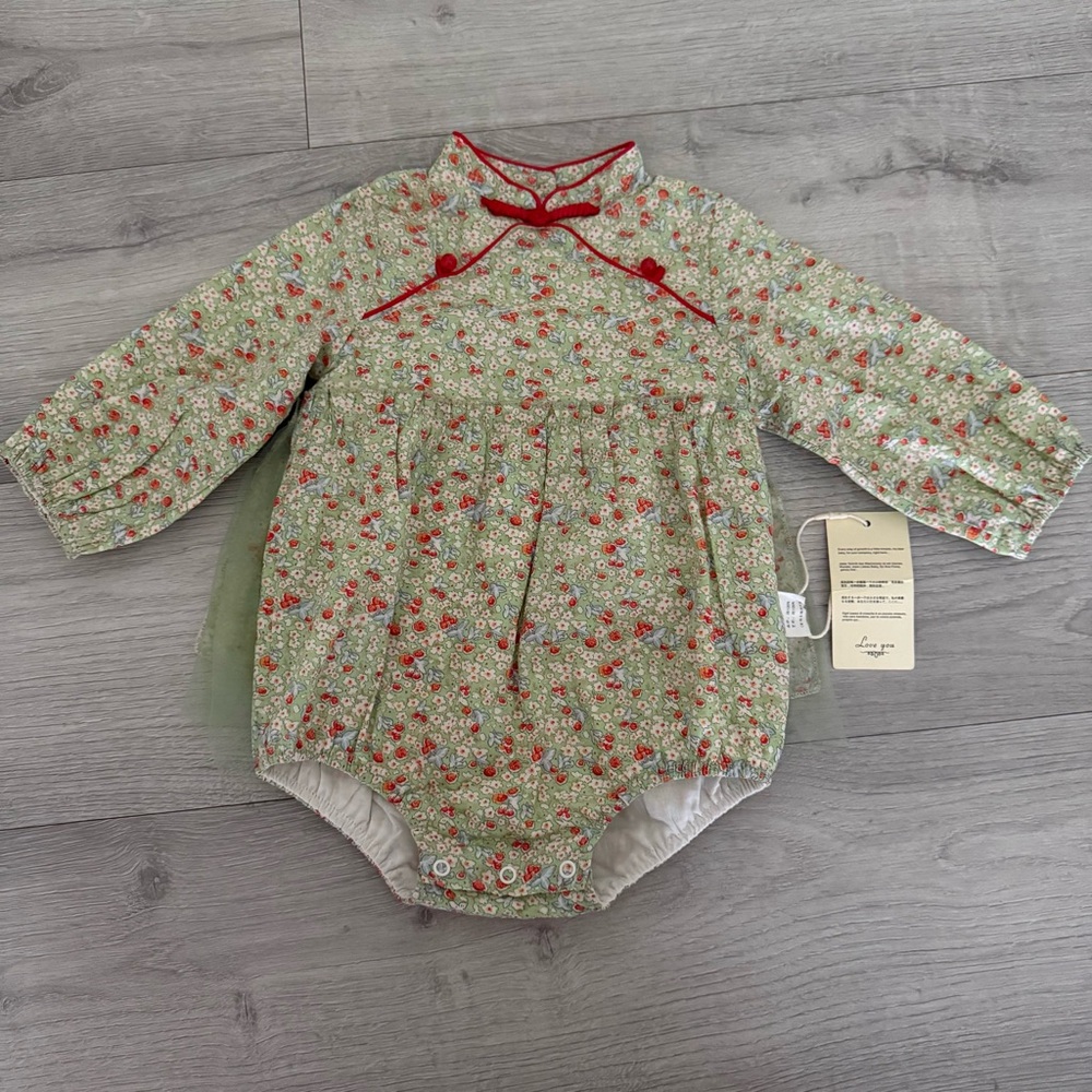 Green and Red Floral Bodysuit